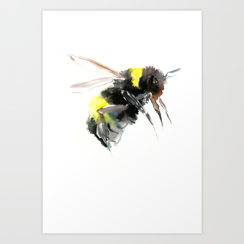Bumblebee Bee Art Flying Bee Design Honey Bee Wildlife Art Print By Sureart Society6