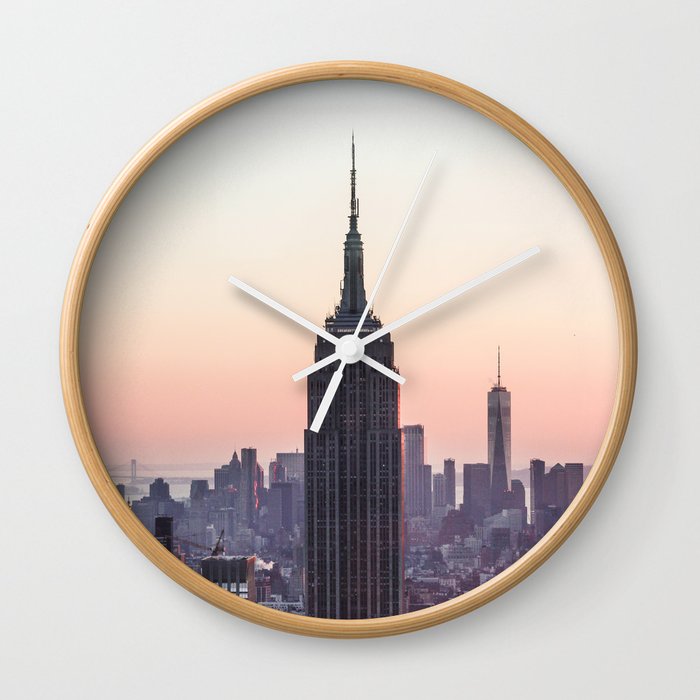 Empire State Building Sunset New York City | Travel Photography Wall Clock