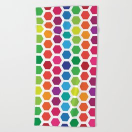 Rainbow Hexies Pattern Design Beach Towel