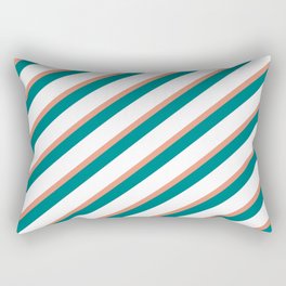 [ Thumbnail: Dark Salmon, Teal & White Colored Lines Pattern Rectangular Pillow ]
