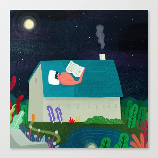 Roof Sleeping Canvas Print