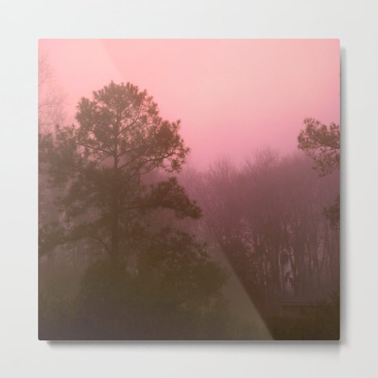 Pink Tree 2 Square Metal Print