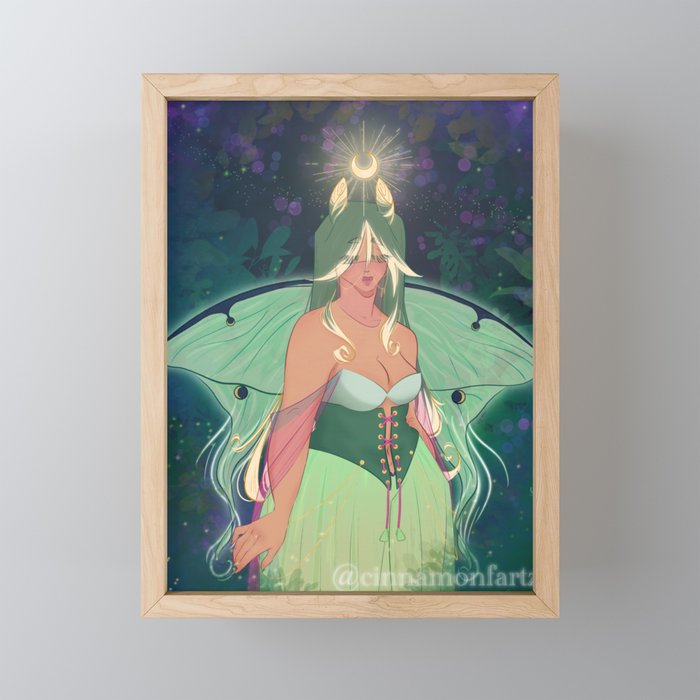 luna moth fairy Framed Mini Art Print