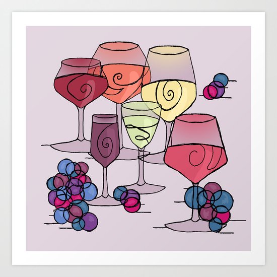 Wine and Grapes v2 Art Print