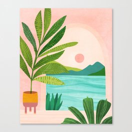 Vacation Views - Pink Coastal Landscape Canvas Print