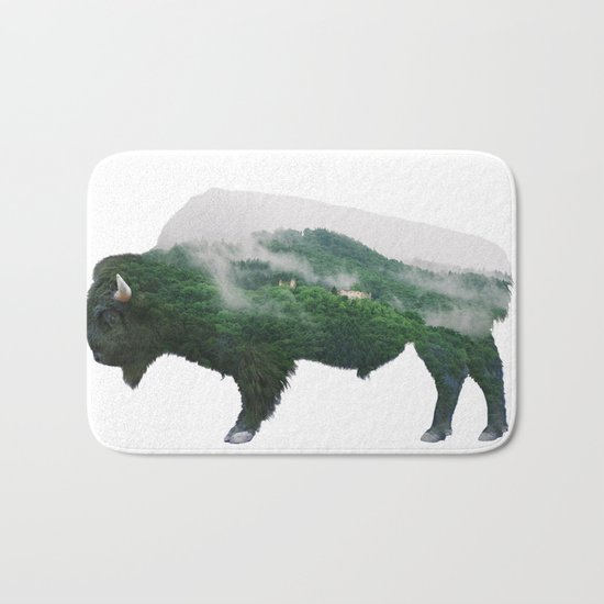 Bison double exposure Bath Mat
