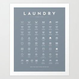 Laundry Symbols Guide Care Gray Mineral Art Print