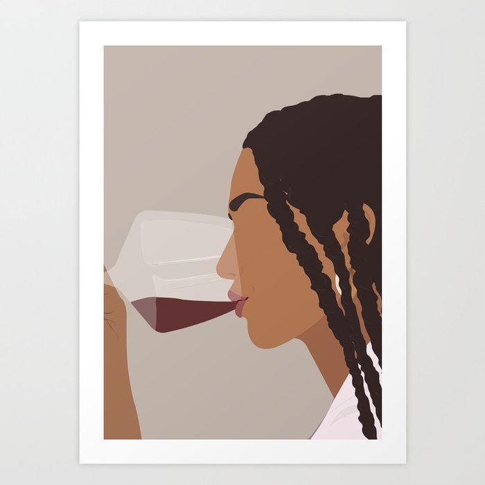 Braids & Wine Fashion Illustration Art Print