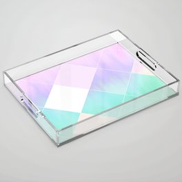 Modern Lilac Lavender Pink  Teal Watercolor Geometrical Brushstrokes Ombre Acrylic Tray