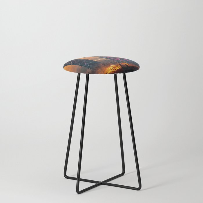 Postcards from the Future - Nameless Metropolis Counter Stool