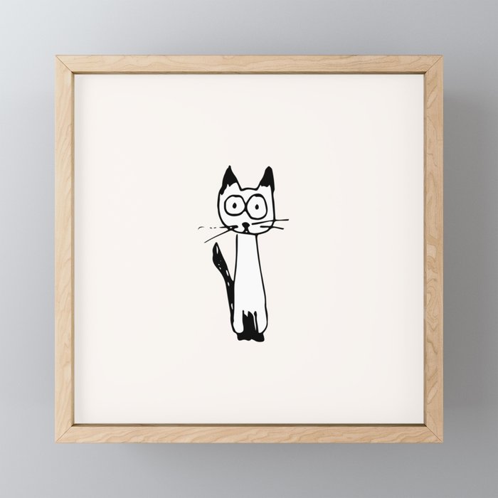 Hey it's a cat! Framed Mini Art Print