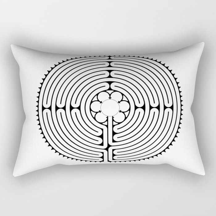 Cathedral of Our Lady of Chartres Labyrinth - Black Rectangular Pillow