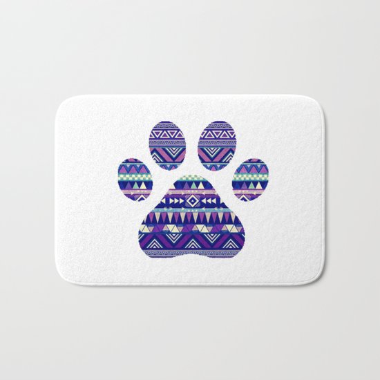 Aztec Paw Print (Dog & Puppy, Animal Lovers) Bath Mat