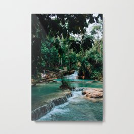 Turquoise waters in jungle | Kuang Si Falls Laos | Asia Travel Photography Art Photo Print Metal Print