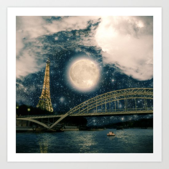 One Starry Night in Paris Art Print