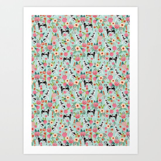 Great Dane dog breed florals mint pattern print for dog owner with great dane must have gifts Art Print
