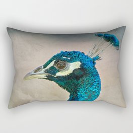Peacock head against brush stroke textured background Rectangular Pillow