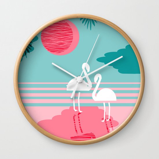 Wall Clock Art chill vibes - memphis retro throwback 1980s 80s neon pop art Wall Clock Art chill vibes - memphis retro throwback 1980s 80s neon pop art
