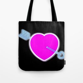 Neon pink love heart and blue arrow Tote Bag