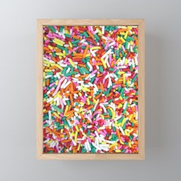 Rainbow Sprinkles, Bright Colorful Pile of Candy Sprinkles Framed Mini Art Print