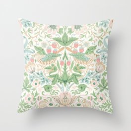 William Morris Strawberry Thief Cochineal Willow Throw Pillow