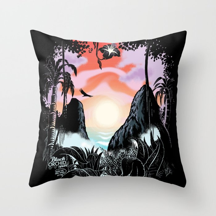Black orchid Throw Pillow