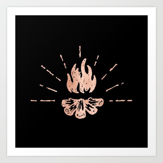 Campfire Rose Gold Flames Art Print