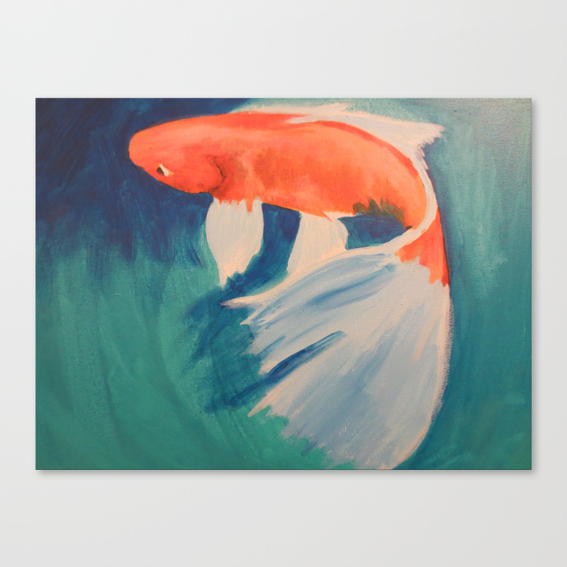 Acrylic Koi Fish Canvas Print By Peoniesandsteelart Society6