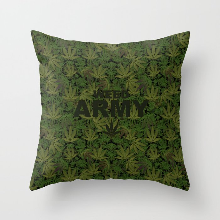 Camo Weed Army Logo. Throw Pillow