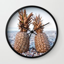 Gold Pineapples Wall Clock