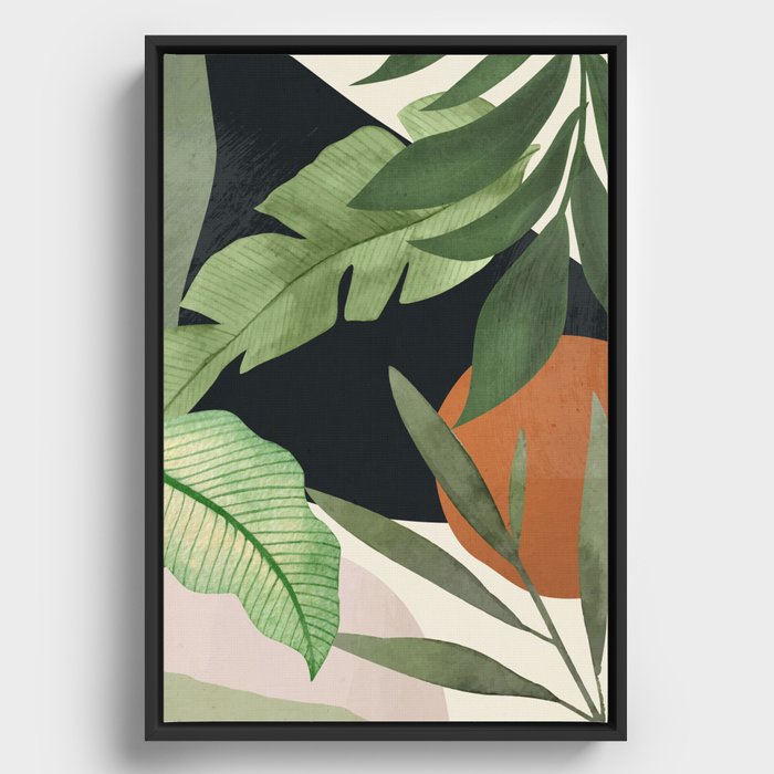 Abstract Art Tropical Leaves 38 Framed Canvas by ThingDesign