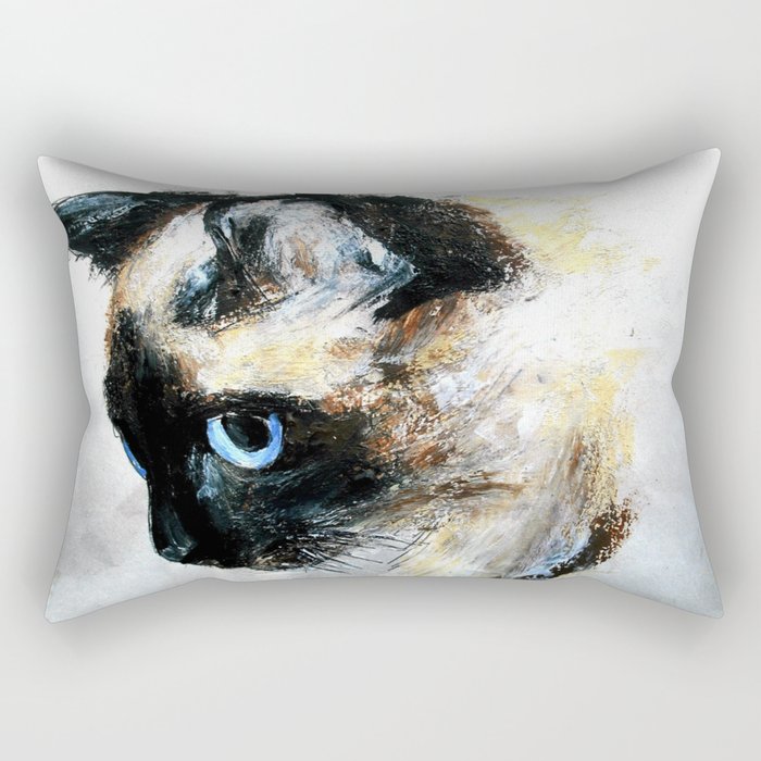 Siamese Cat Acrylic Painting Rectangular Pillow