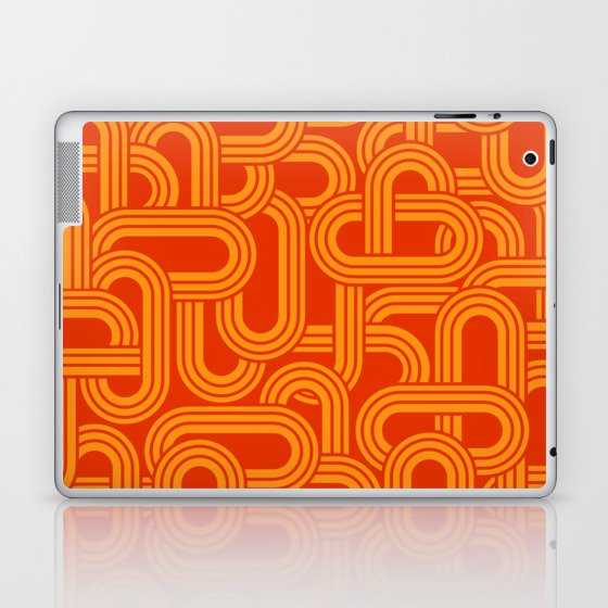 Retro Orange Rainbow Maze Laptop & iPad Skin