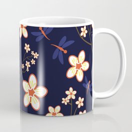Cherry Blossom Season Dark Blue Background Coffee Mug