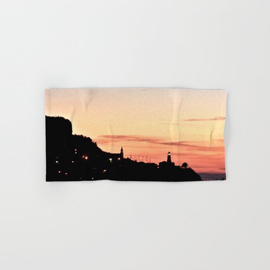Lighthouse After Dark in La Martre Hand & Bath Towel