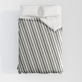 [ Thumbnail: Dim Grey & Mint Cream Colored Stripes/Lines Pattern Comforter ]