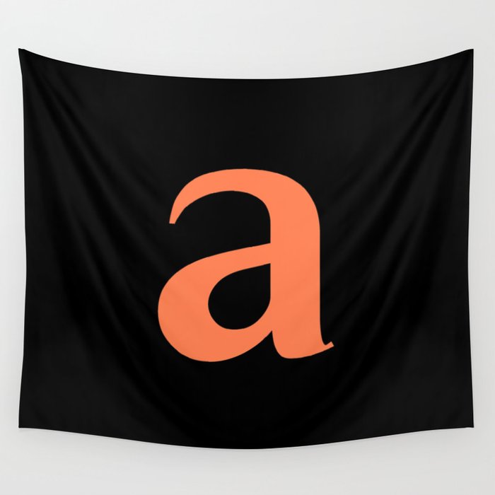 a (CORAL & BLACK LETTERS) Wall Tapestry
