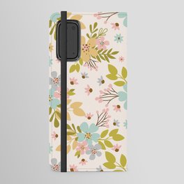 Pastel Pink Blue Floral Pattern Cute Pretty Spring Android Wallet Case