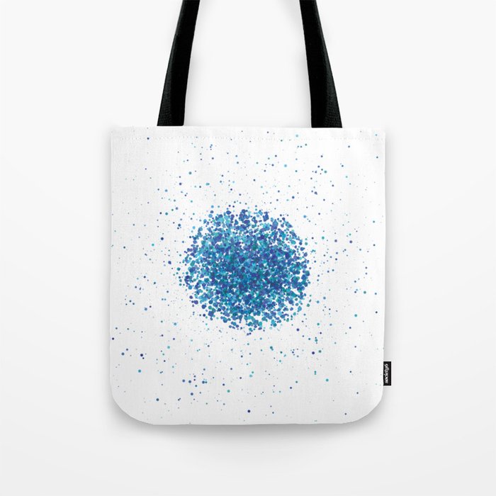 Attraction of blue green aquamarine dots points - Abstract minimal modern pointillism art Tote Bag
