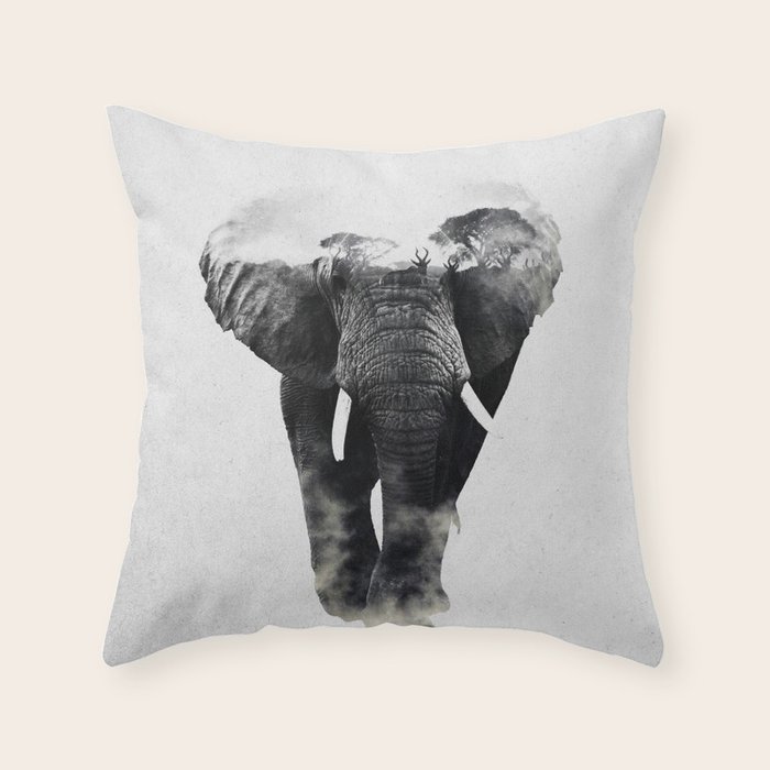 Elephant Throw Pillow by Andreas Lie Society6