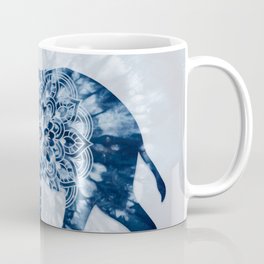 Elephant Mandala Indigo Blue Tie Dye Coffee Mug