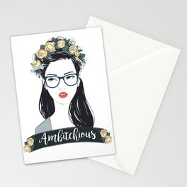 Ambitchious Stationery Cards | Digital, Graphicdesign, Flowercrown, Ambition, Bitch, Girl, Typography 