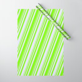 [ Thumbnail: Green & Lavender Colored Striped/Lined Pattern Wrapping Paper ]