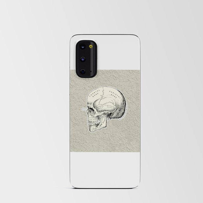 Old School Human Skull with Bones Names. Android Card Case