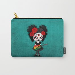 Day of the Dead Girl Playing Ghana Flag Guitar Carry-All Pouch