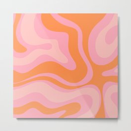 Modern Liquid Swirl Abstract Pattern Square in Retro Pink and Orange Metal Print | Pattern, Graphicdesign, Orange, Trippy, Digital, 70S, Abstract, Kierkegaarddesign, Trendy, Cool 