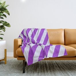[ Thumbnail: Lavender and Dark Orchid Colored Striped/Lined Pattern Throw Blanket ]