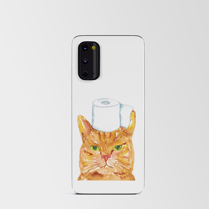 Orange cat toilet Painting Wall Poster Watercolor Android Card Case