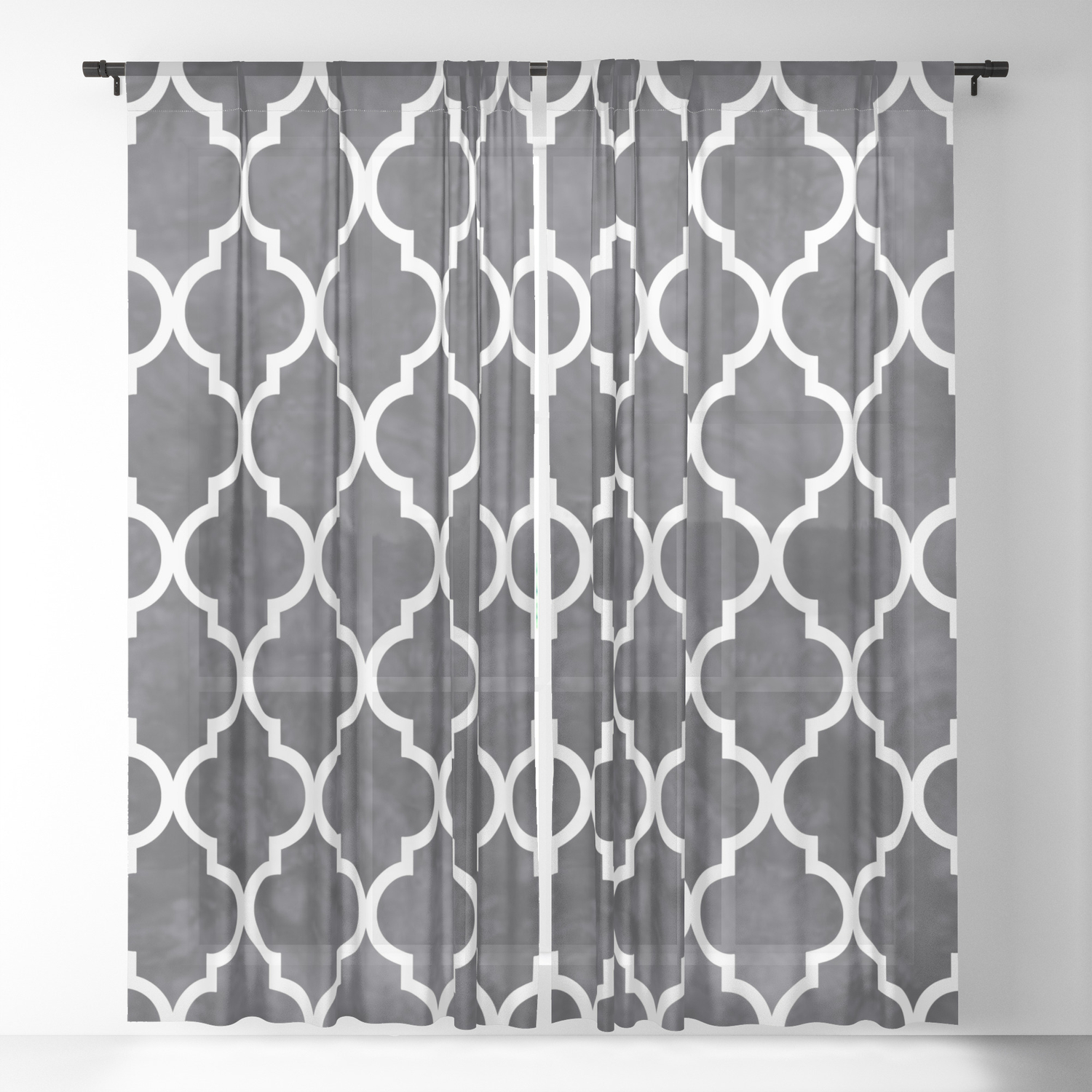 Clic Quatrefoil Lattice Pattern 421 Black And White Sheer Clic Quatrefoil Lattice Pattern 421