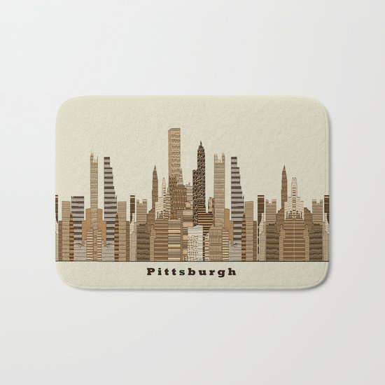 Pittsburgh skyline vintage Bath Mat